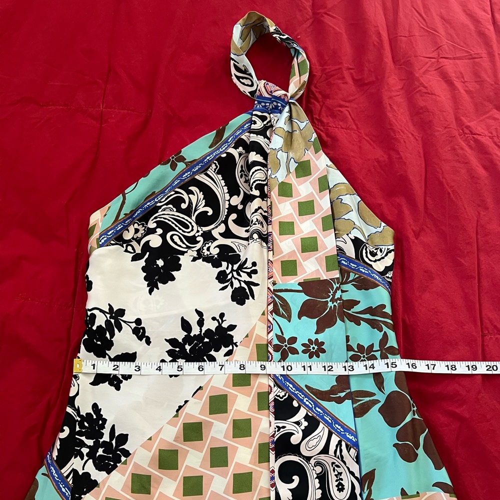 Patchwork Print Satin Effect Dress - image 6